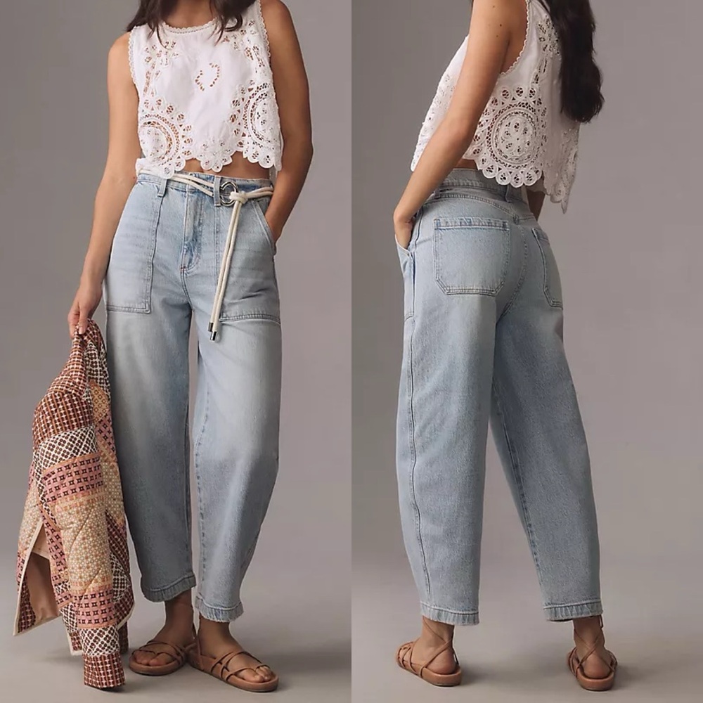 Anthropologie Pistola Turner High Rise Barrel Leg Light Wash Jeans